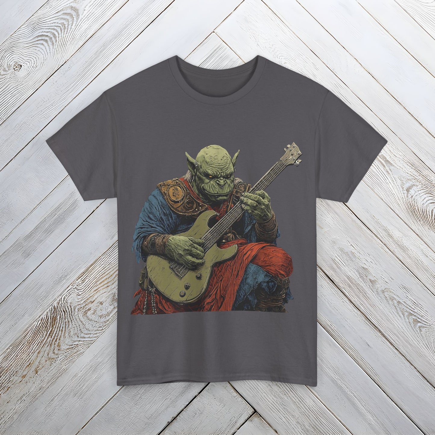 Grukk, Orc Guitarist Graphic Tee, Japanese Style Unisex T-shirt for Men and Women, Music Lover Gift, Unique Band Tee, Funny Guitar Shirt, Gift for