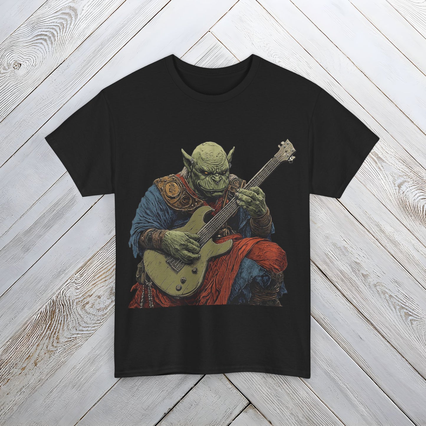 Grukk, Orc Guitarist Graphic Tee, Japanese Style Unisex T-shirt for Men and Women, Music Lover Gift, Unique Band Tee, Funny Guitar Shirt, Gift for