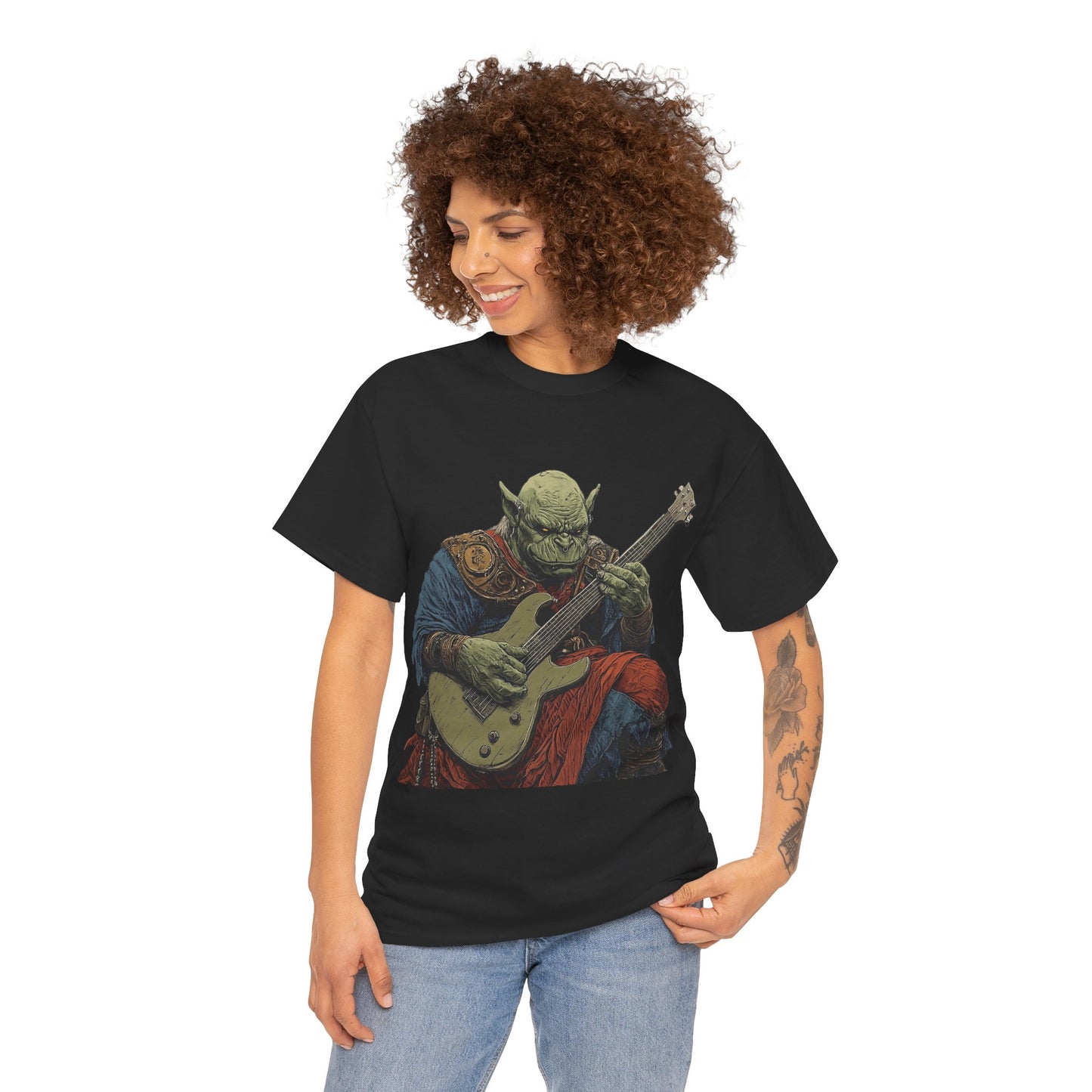 Grukk, Orc Guitarist Graphic Tee, Japanese Style Unisex T-shirt for Men and Women, Music Lover Gift, Unique Band Tee, Funny Guitar Shirt, Gift for