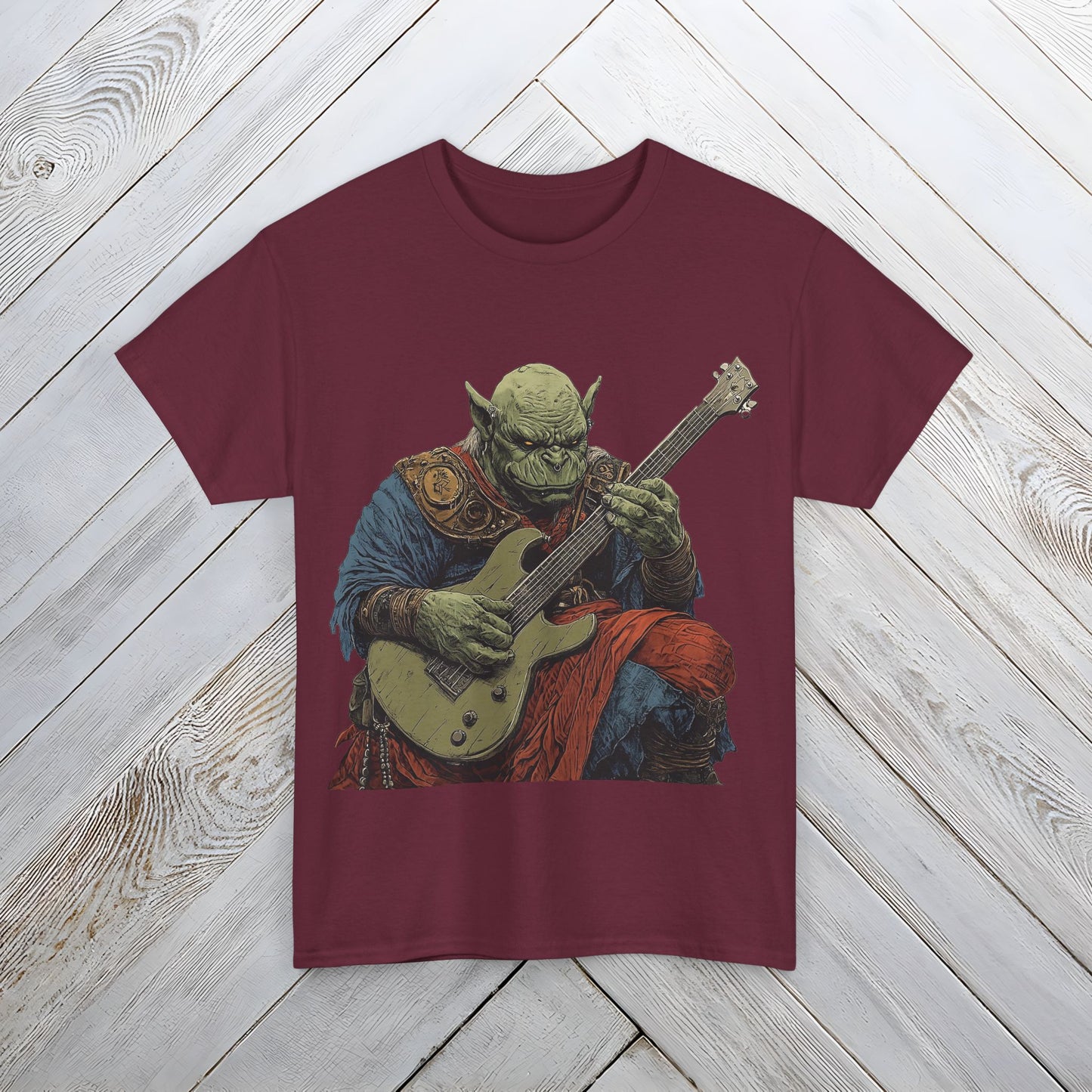 Grukk, Orc Guitarist Graphic Tee, Japanese Style Unisex T-shirt for Men and Women, Music Lover Gift, Unique Band Tee, Funny Guitar Shirt, Gift for