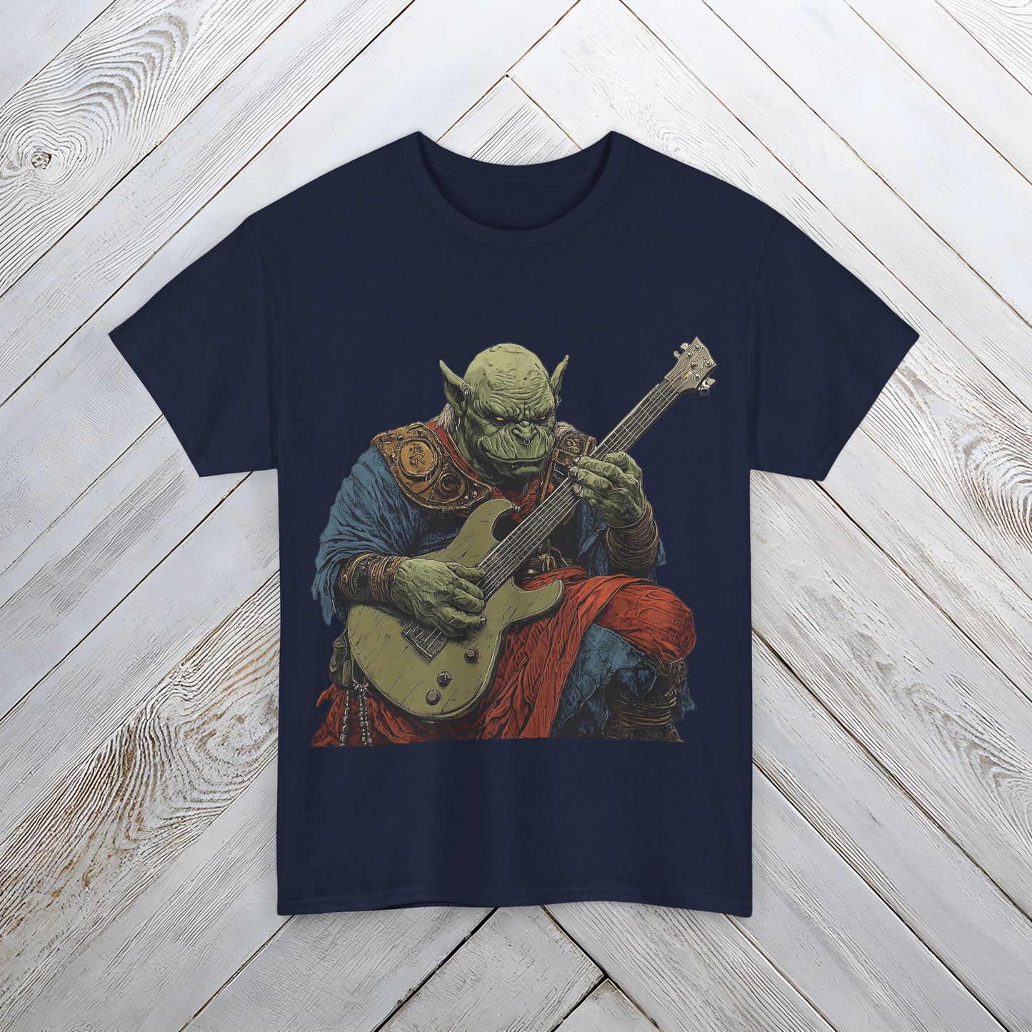 Grukk, Orc Guitarist Graphic Tee, Japanese Style Unisex T-shirt for Men and Women, Music Lover Gift, Unique Band Tee, Funny Guitar Shirt, Gift for