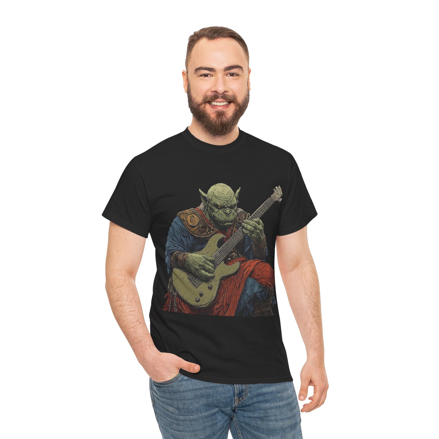 Grukk, Orc Guitarist Graphic Tee, Japanese Style Unisex T-shirt for Men and Women, Music Lover Gift, Unique Band Tee, Funny Guitar Shirt, Gift for